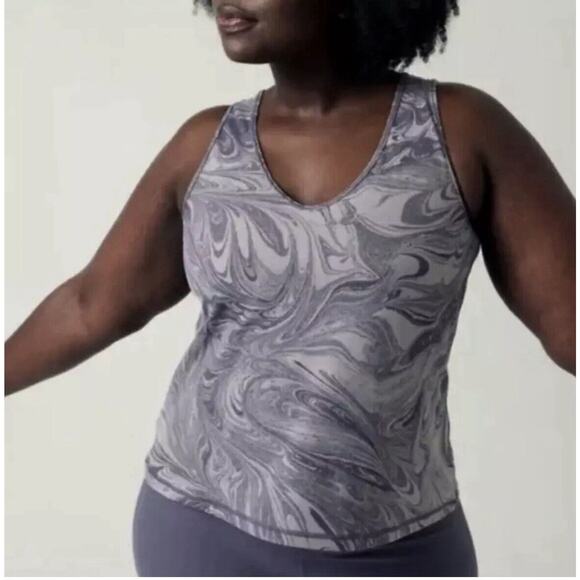 Athleta Transcend Tank 3X Violet Sumi Marble Camisole NWT $65‎ Sporty Quick Dry - Picture 1 of 4